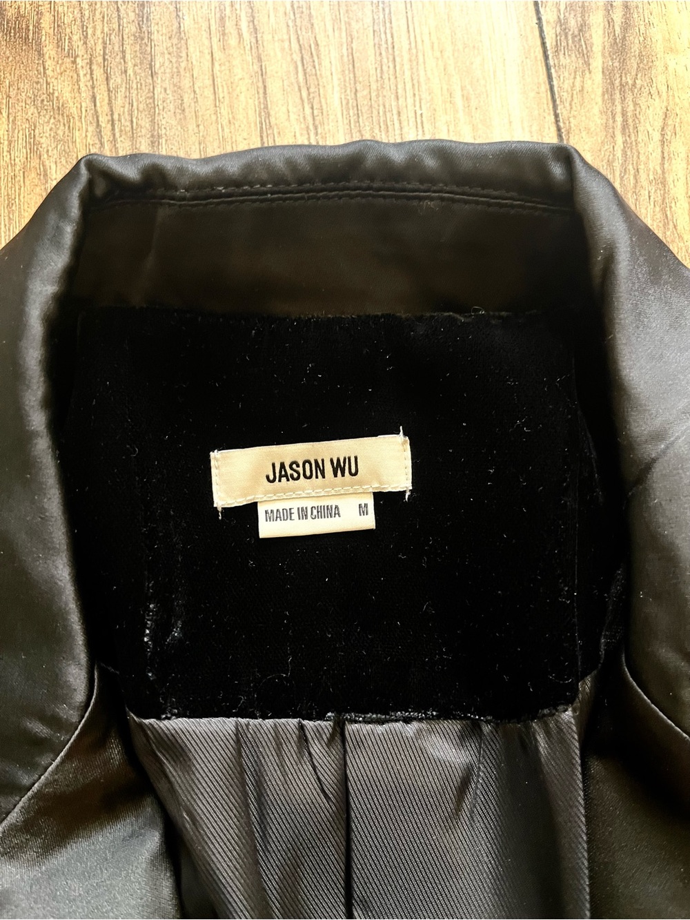 $400 JASON WU Black Velvet Satin Lapel Tailored One Button Blazer M - Picture 4 of 15